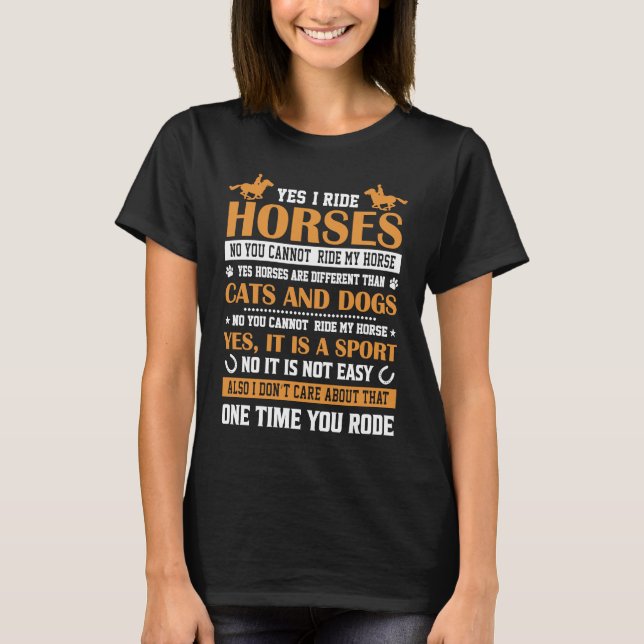 T-shirt Oui Je Ride Chevaux Cheval Équitation (Devant)