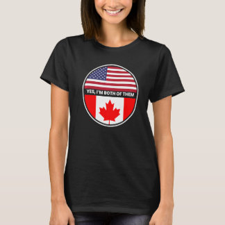 T-shirt Oui Je Suis Tous Les Deux Drapeau Du Canada Des Ét