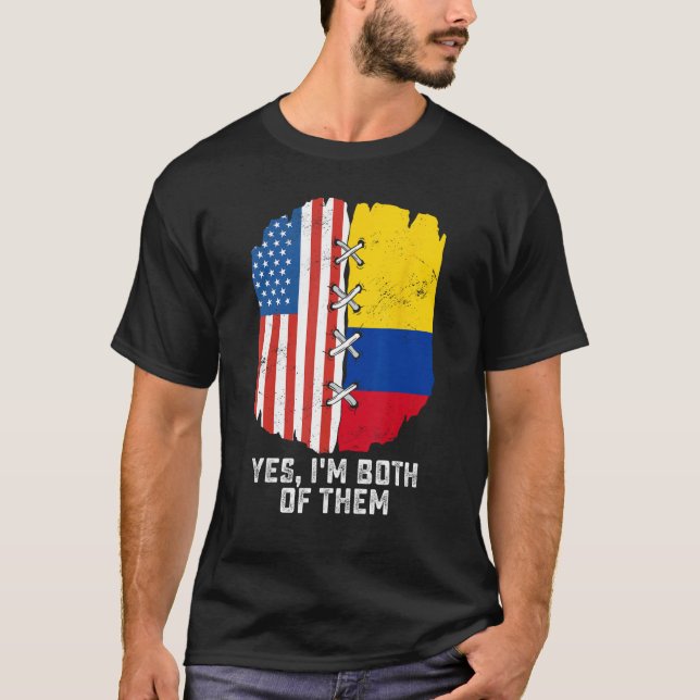 T-shirt Oui, je suis tous les deux mi-américain mi-colombi (Devant)