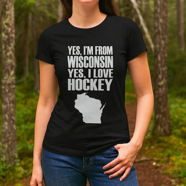 T-shirt Oui Je viens du Wisconsin Oui J'aime le hockey (Créateur téléchargé)