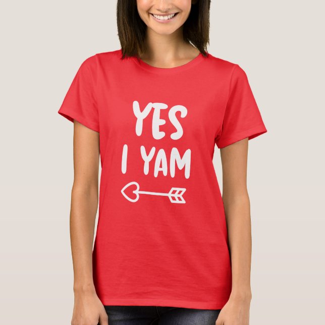 T-shirt Oui Je Yam Valentines Correspondant Couple Girl am (Devant)