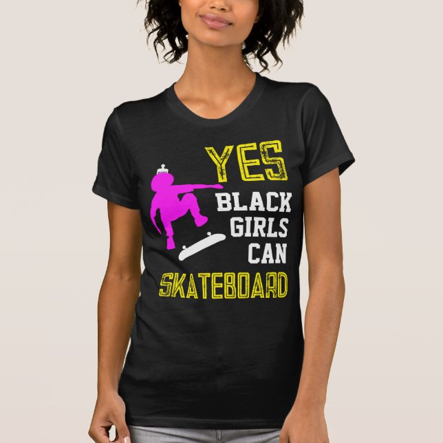 T-shirt OUI LES FILLES PEUVENT SKATEBOARD Afro Skater Girl (Devant)