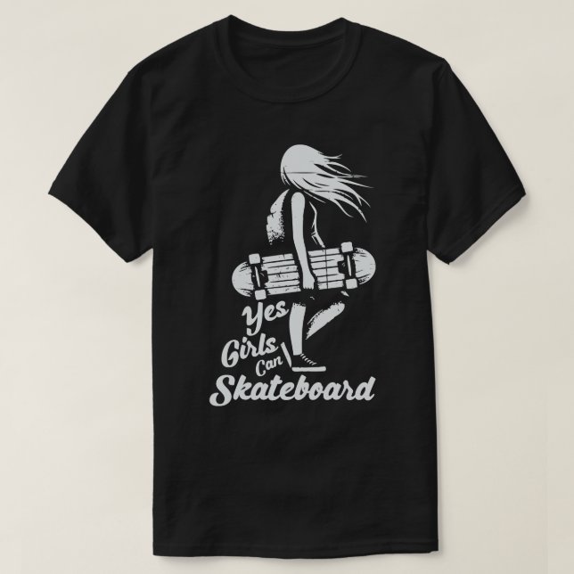 T-shirt Oui Les Filles Peuvent Skateboard Retro Skater (Design devant)