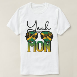 T-shirt Oui Mon Lunettes de soleil Jamaïque Drapeau, Voyag