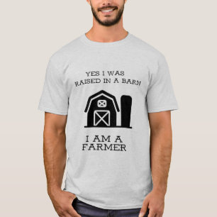 T-shirt Oui Né Dans L'Agriculteur De Grange
