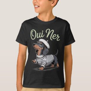 T-shirt Oui Ner Dachshund Wiener Dog Humour français Funny
