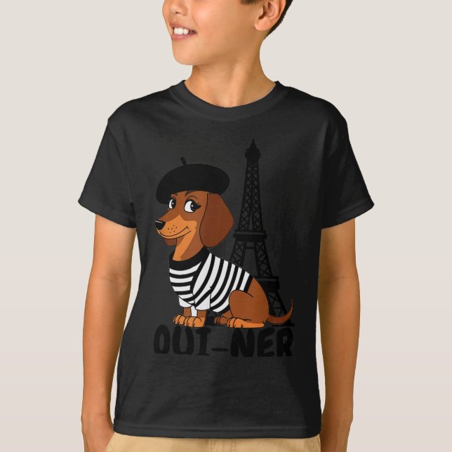 T-shirt Oui-ner Dog Funny Dachshund Wiener Sausage Ween Do (Devant)