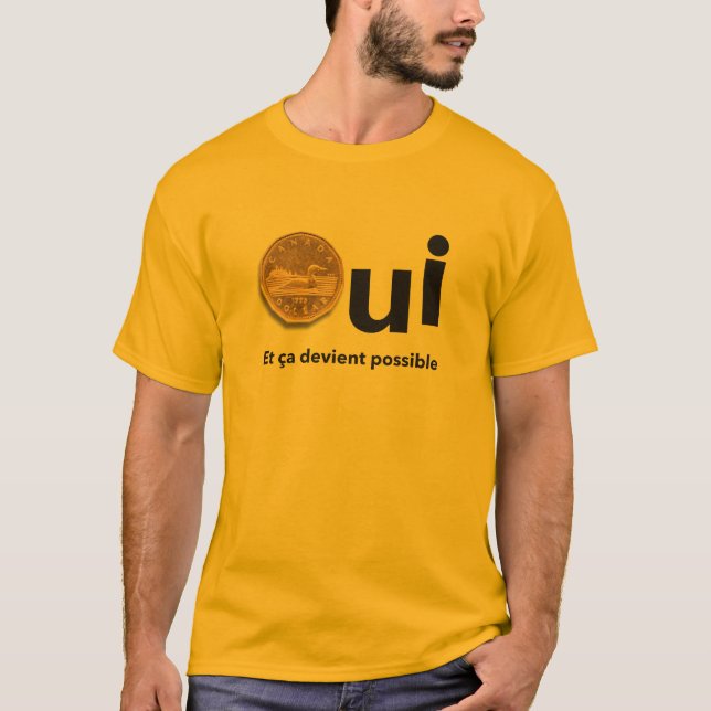 T-shirt OUI Québec Référendum 1995 Affiche Dollars Jaune (Devant)