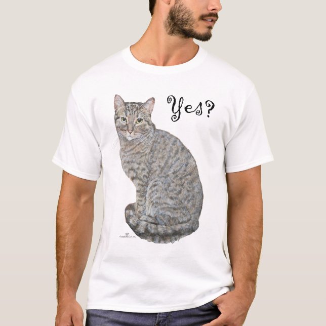 T-shirt Oui?  Tabby Cat est ouvert (Devant)
