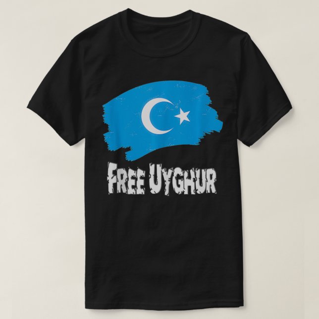 T-shirt Ouïghour Libre Avec Drapeau Ouïghour  (Design devant)