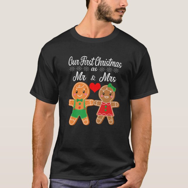 T-shirt Our First Christmas As M. et Mme 2021 Gingerbread (Devant)