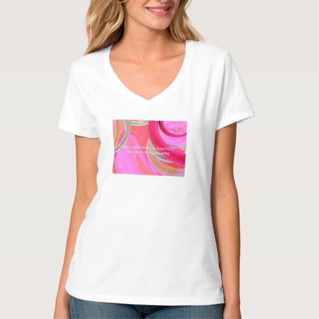 T-shirt "Our Love Story V-Neck Tee - Romantique & beau (Devant)