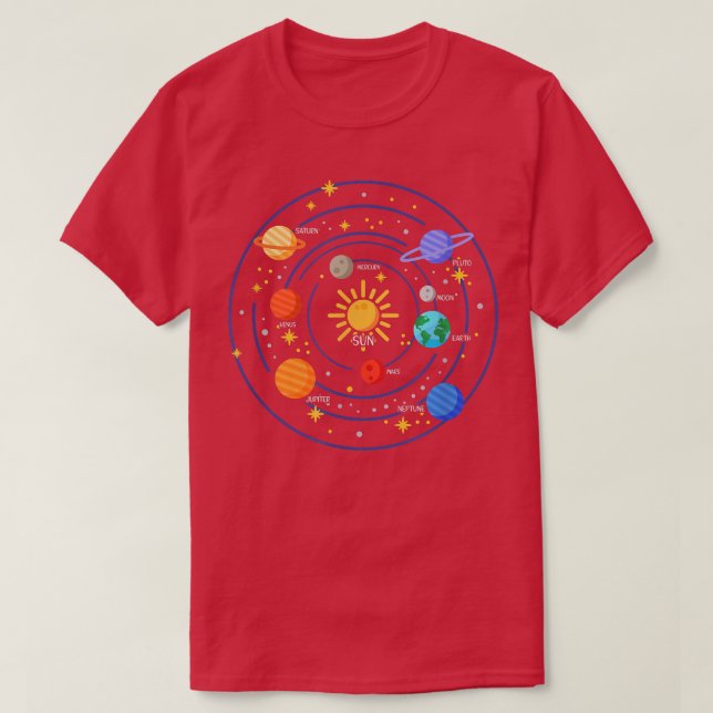 T-shirt Our Solar System Science Education - Galaxy Space  (Design devant)
