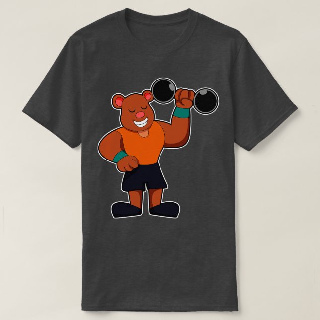 T-shirt Ours à Bodybuilding avec Dumbbell (Design devant)