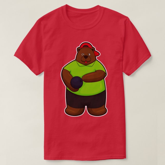 T-shirt Ours à Bowling avec balle de Bowling (Design devant)