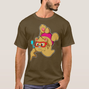 T-shirt Ours à la nage avec lunettes de natation