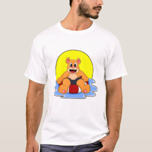 T-shirt Ours à la natation avec anneau de natation