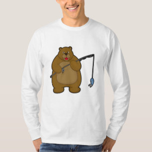 T-shirt Ours à la pêche avec la baguette de pêche et le po