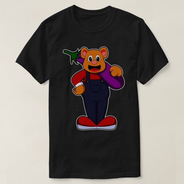 T-shirt Ours à l'éleveur avec aubergine (Design devant)