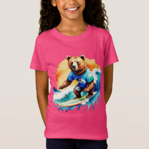 T-shirt ours à surf drôle