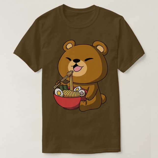 T-shirt Ours Anime Kawaii Noodles Asiatiques Ramen Japonai (Design devant)