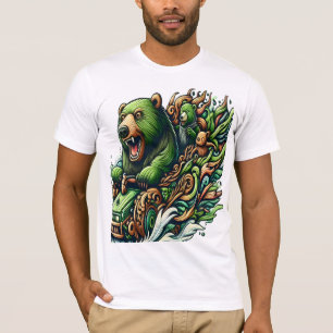T-shirt Ours Animés à bord d'une voiture verte
