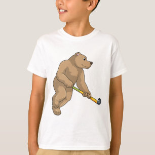 T-shirt Ours au hockey avec chauve-souris de hockey