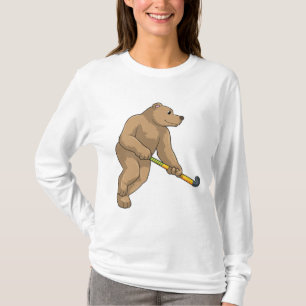 T-shirt Ours au hockey avec chauve-souris de hockey