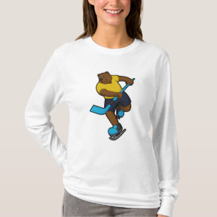 T-shirt Ours au hockey sur glace avec bâton de hockey sur 