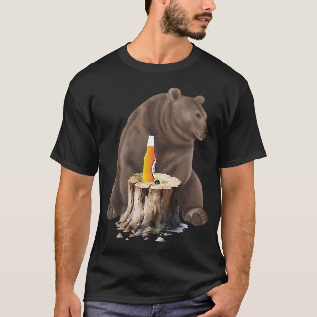 T-shirt Ours avec bière (Devant)