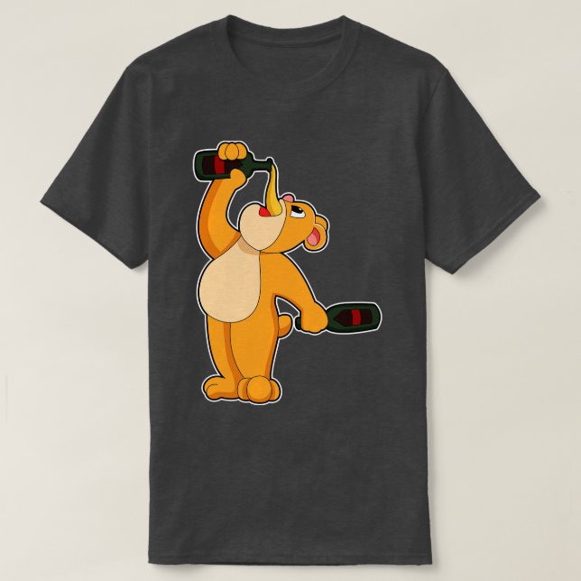 T-shirt Ours avec bouteille de bière (Design devant)