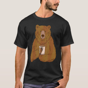 T-shirt Ours Avec Café À La Main Pour Comique Brown Ours F
