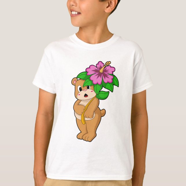 T-shirt Ours avec fleur d'Hibiscus (Devant)