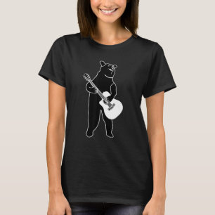 T-shirt Ours Avec Guitare Acoustique Noir Blanc