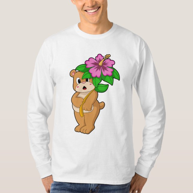 T-shirt Ours avec Hibiscus aux fleurs (Devant)
