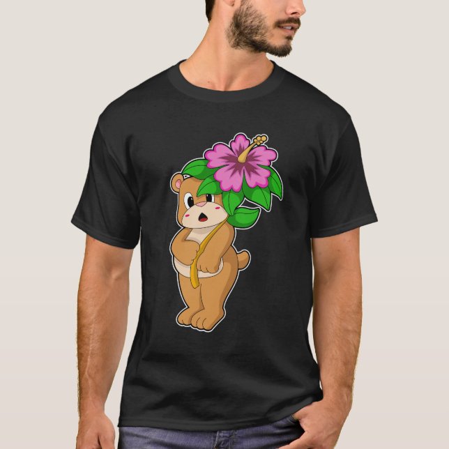 T-shirt Ours avec Hibiscus aux fleurs (Devant)