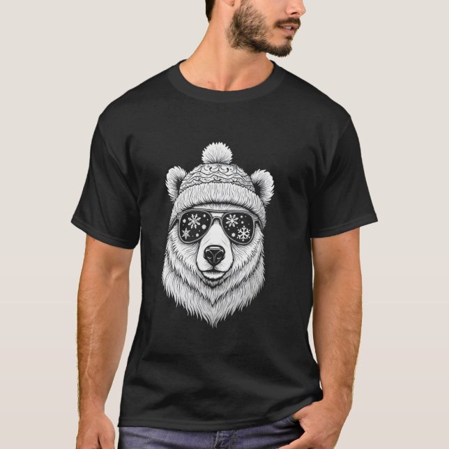 T-shirt Ours avec lunettes de neige (Devant)