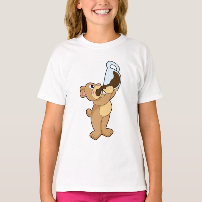 T-shirt Ours avec tasse de café (Devant)