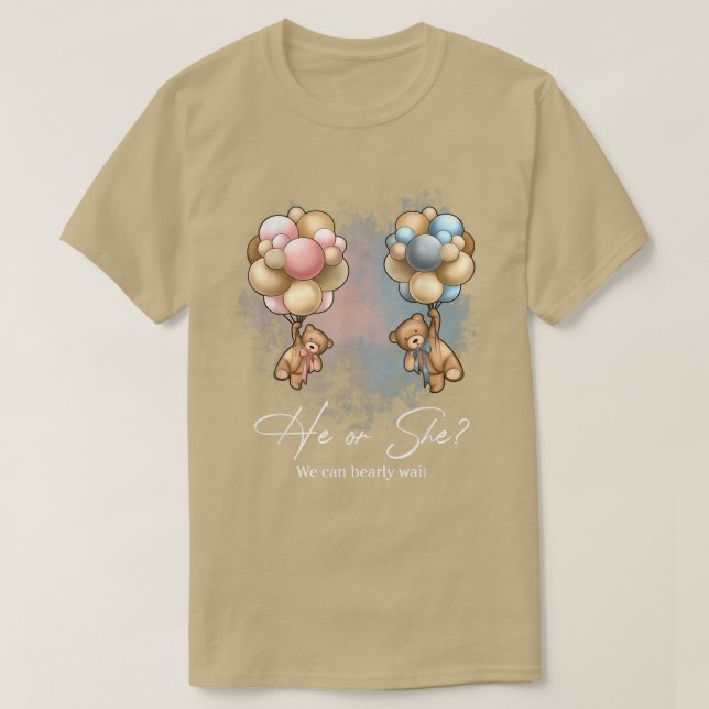 T-shirt Ours Ballons Nous Pouvons Attendre Attente Sexe Ré (Design devant)