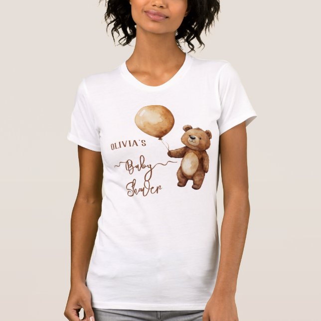 T-shirt Ours Ballons Nuages Attendre Baby shower Bearly (Devant)