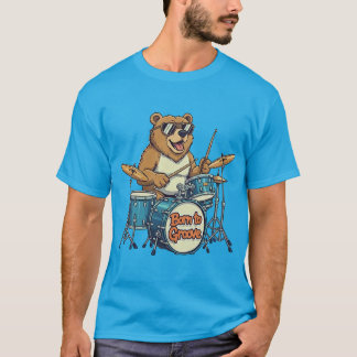 T-shirt Ours batteur drôle né pour groover