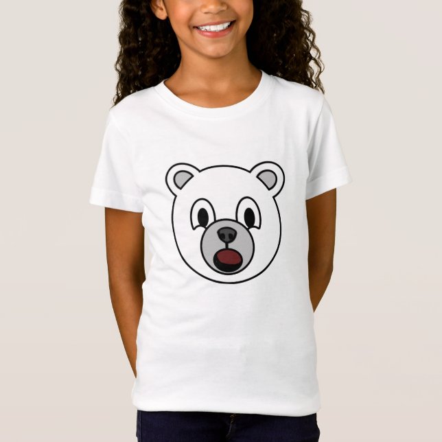 T-Shirt Ours blanc de filles (Devant)