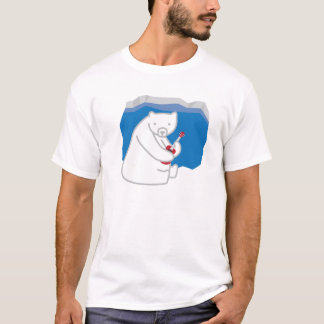 T-shirt Ours blanc jouant l'ukulélé