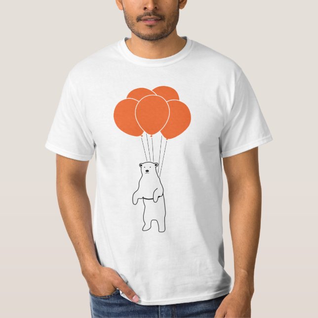 T-shirt Ours blanc volant avec des ballons (Devant)