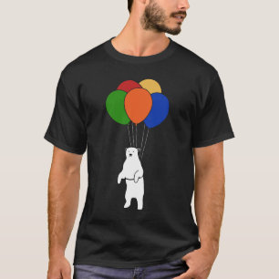 T-shirt Ours blanc volant avec des ballons d'anniversaire