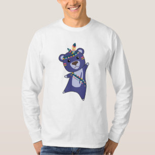T-shirt Ours Bleu Indien Fashing Teddy Feather