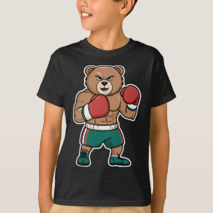 T-shirt Ours boxeur drôle et dur lutteur dessin animé