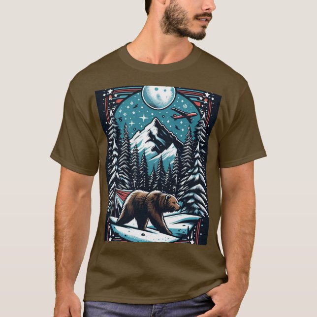 T-shirt Ours Brown En Hiver (Devant)