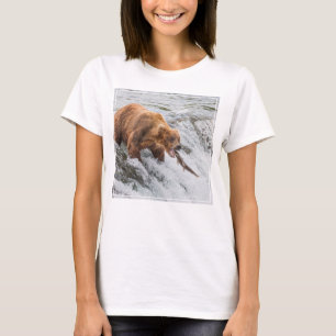 T-shirt Ours brun attrape un saumon rouge