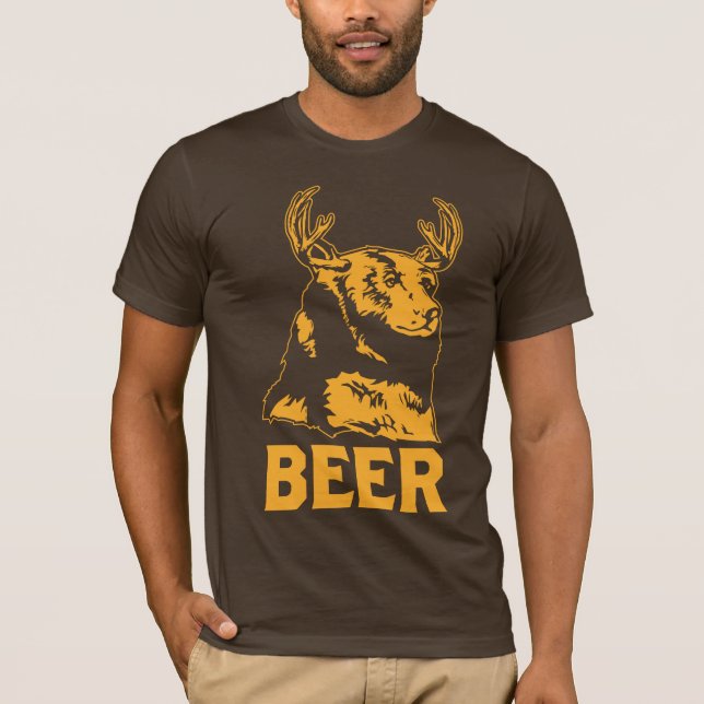T-shirt Ours + Cerfs communs = bière (Devant)
